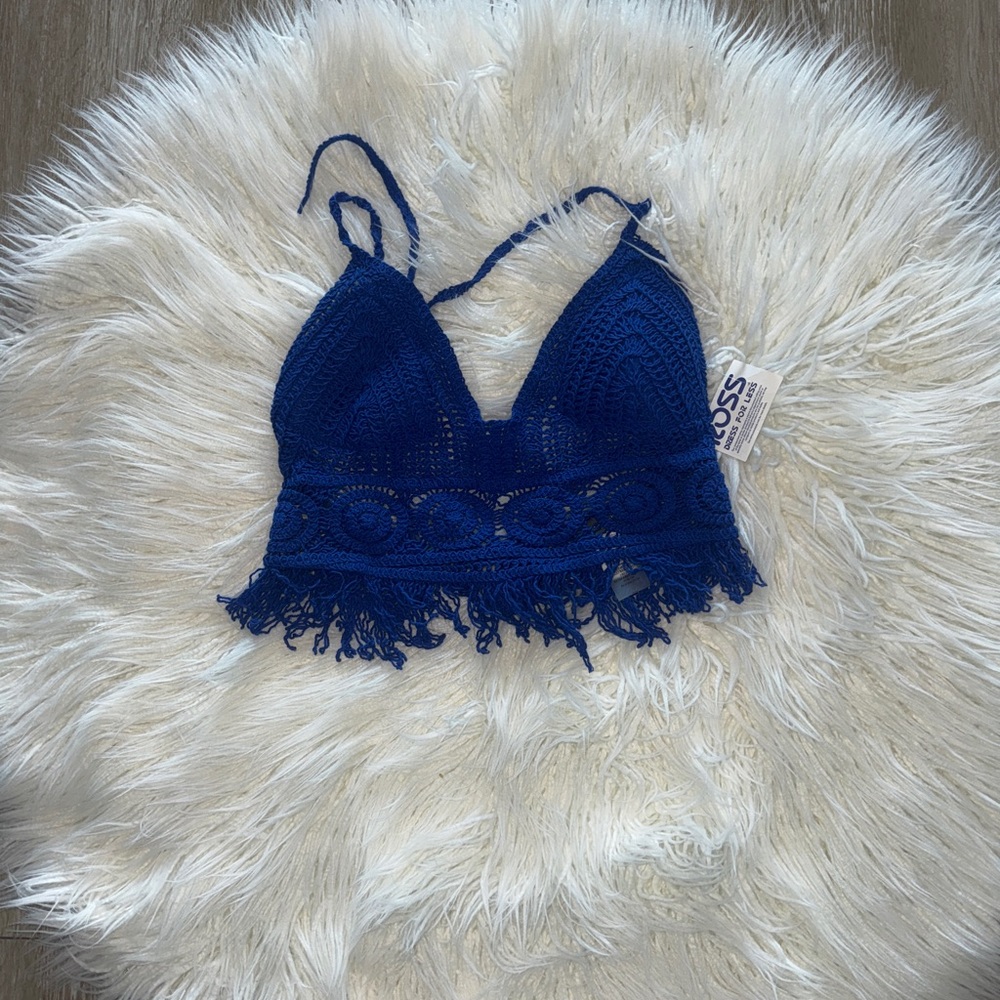 Blue Crochet Bralette Top
